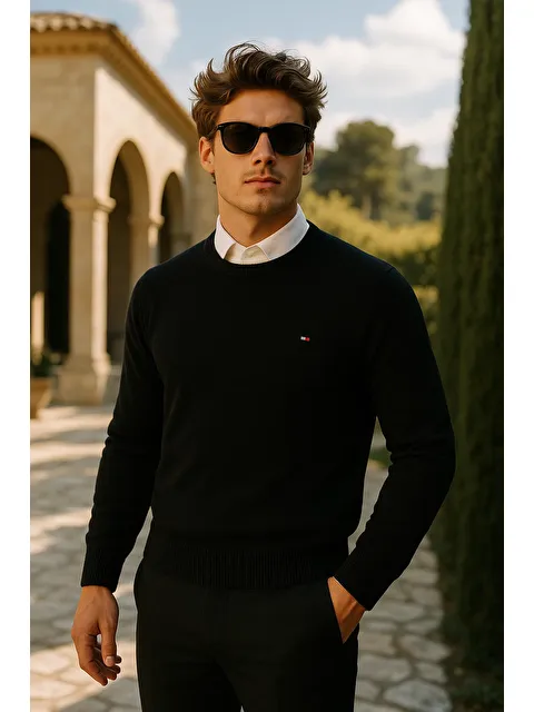 Comstar Erkek Premium Comfort Basic Siyah Uzun Kazak