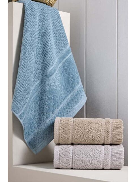 Mulberry Loft %100 Pamuk Jakarlı Lüks Banyo Havlusu Yüksek Emici Yumuşak Doku 50x90 cm