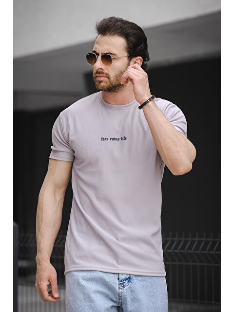 Oksit Bisiklet Yaka Kısa Kollu Yazı Baskılı Erkek Tişört - S000181264-20600