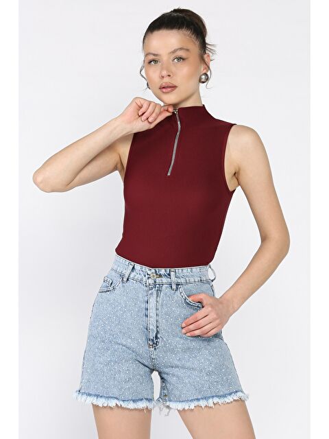 Gülseli Kadın Taşlı Paça Püsküllü Jean Jean Şort - S000387679-3642