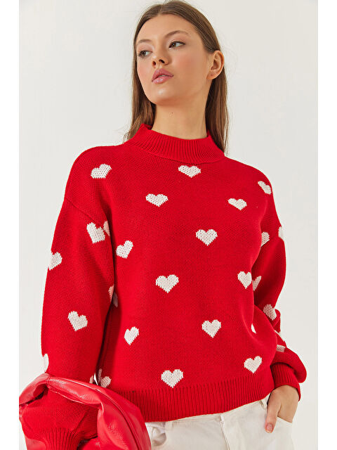 SHADE Kadın Kalp Desenli Triko Kazak - S000377071-37325