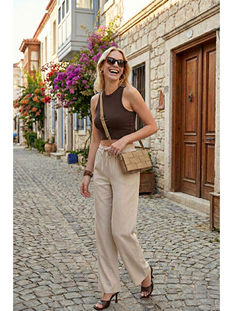 Lela Wide Leg Yüksek Bel Geniş Paça Kadın Pantolon 668YP5424 - S000515700-25636