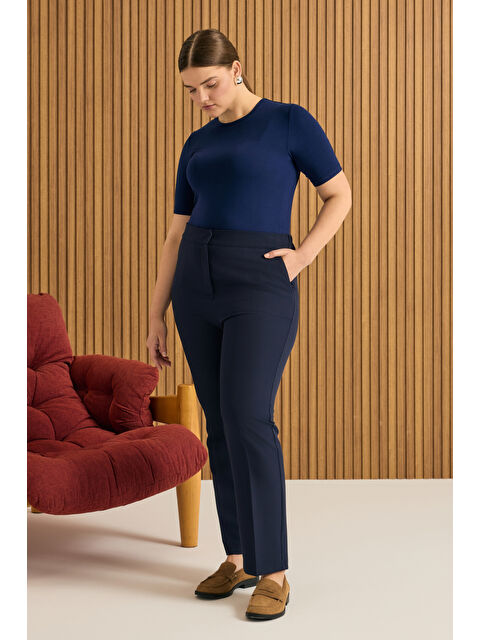 AKER Lacivert Beli Lastikli Dokuma Pantolon - S000479972-21164