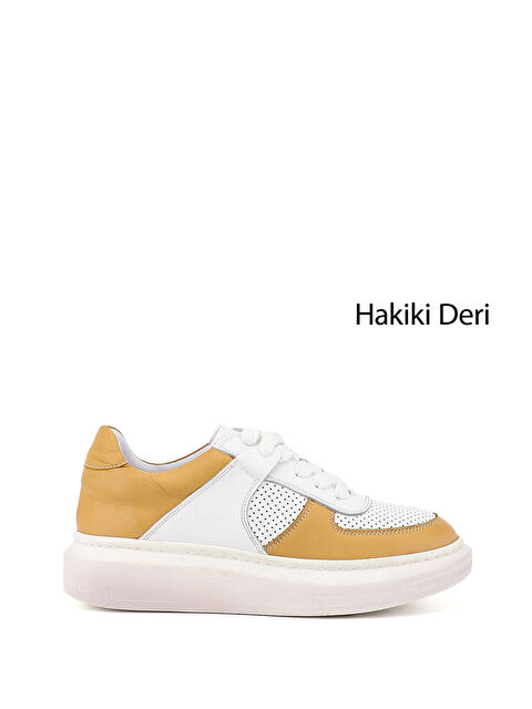 GÖNDERİ(R) Kadın BEYAZ Bağcıklı Dolgu Taban Hakiki Deri Sneaker - S000493416-20063