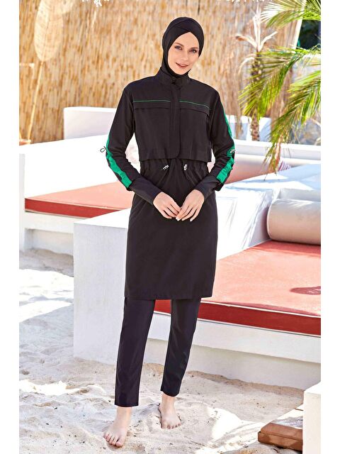 Adasea Spor Elastan Tam Kapalı Tesettür Mayo Silver 4578 Siyah - S000192951-19351