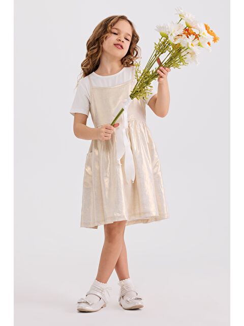 Panço Kız Çocuk Gold Elbise - S000531733-20076