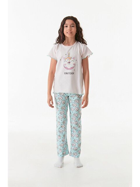 Fullamoda Baskılı Bisiklet Yaka Kız Çocuk Pijama Takımı - S000232467-23490