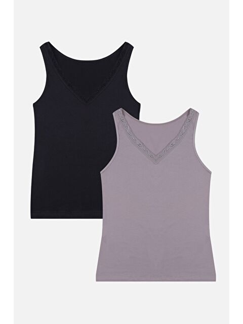 Koza İç Giyim Kadın 2'li Dantel Detaylı Atlet - S000307704-5478