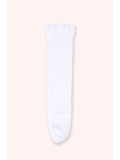 Panço Kız Çocuk Kurdela Detaylı Dizaltı Beyaz Çorap - S000520659-20063
