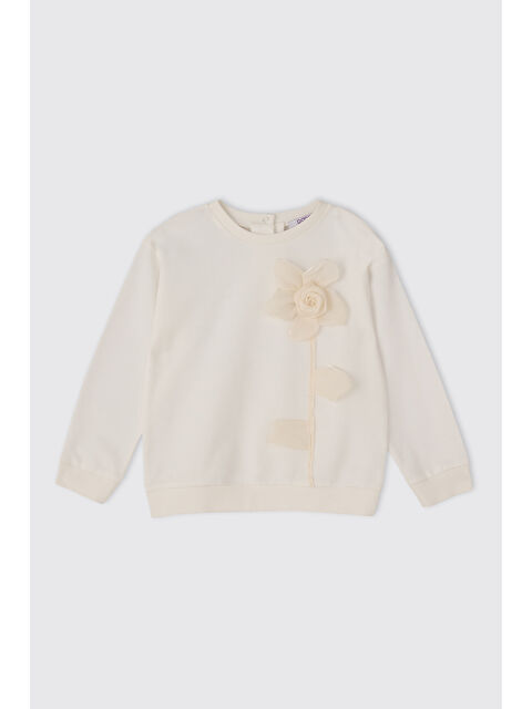 Panço Kız Bebek Aksesuar Detaylı Ekru Sweatshirt - S000531734-19965