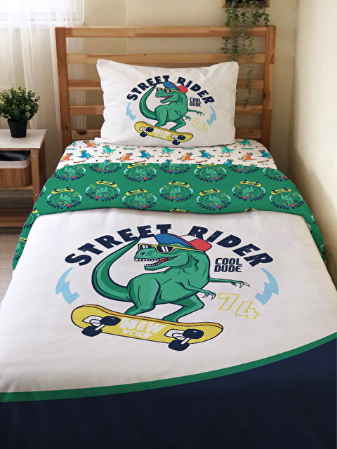 Evmila Timsah Desenli Çarşafsız 2 li Takım Baskılı Tek Kişilik Nevresim Takımı 160x220 cm - S000291282-23173