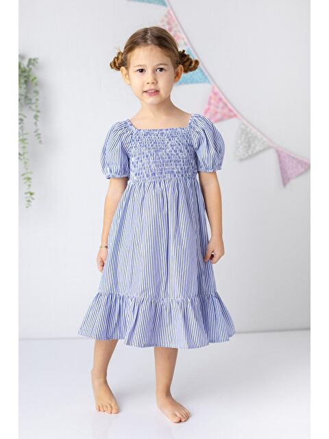 ZEYLAND Kız Çocuk Çizgili Gipeli Dokuma Midi Elbise - S000315075-17234