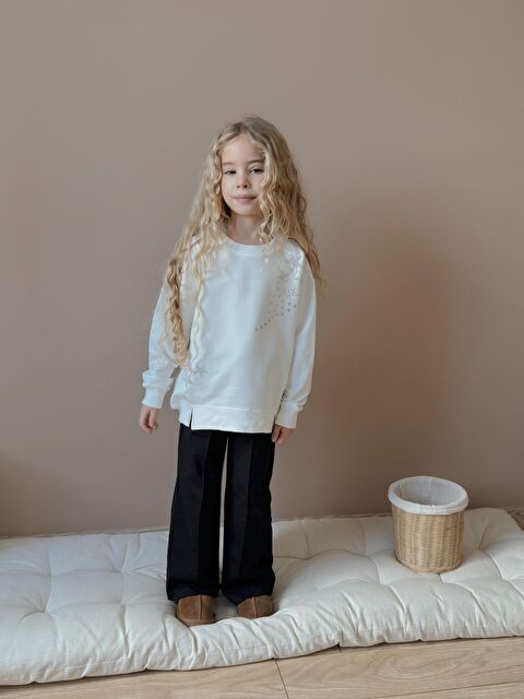 carla10 Kız Çocuk Yıldız Taş Baskılı Beyaz Eşofman Takımı - S000494785-20063