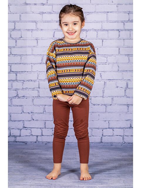 ZEYLAND Kız Çocuk Etnik Desenli Sweatshirt ve Tayt Takım (2-7yaş) - S000315076-19413