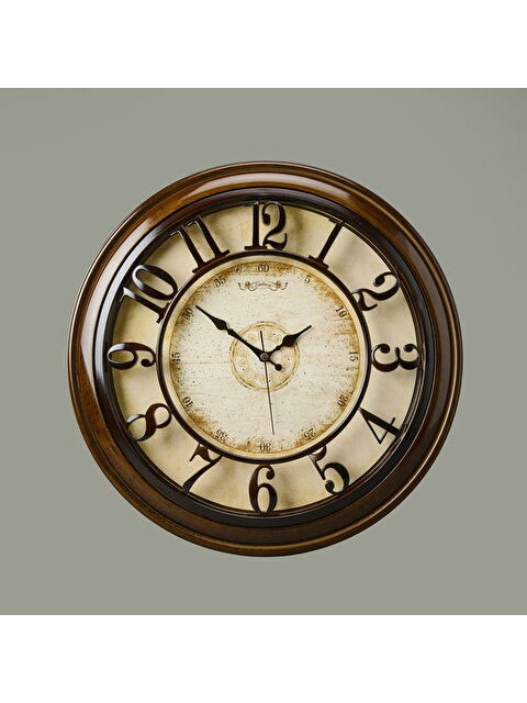 Galaxy 1965-V Kabartma Rakam Duvar Saati - Kahverengi - 44,5 cm - S000397114-19413