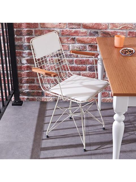 Akın Lüx Kollu Tel Sandalye - Beyaz - 83x39x59,5 cm - S000397116-20063