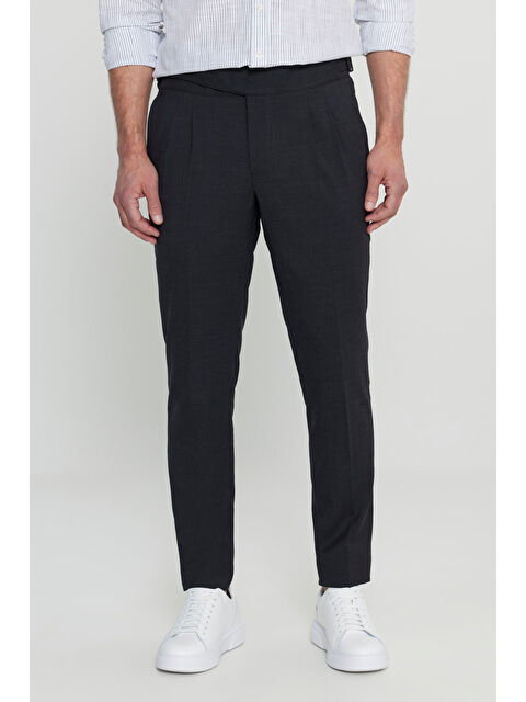 Altınyıldız Classics Erkek Gri Slim Fit Dar Kesim Beli Lastikli Yan Cep Rahat Pantolon