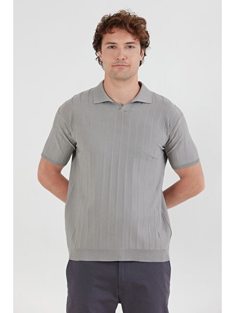 Fullamoda Şeritli Polo Yaka Triko Tişört - S000380502-20600