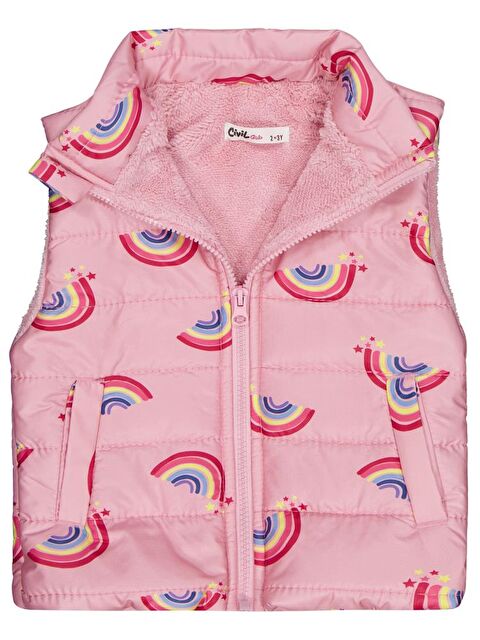 Civil Girls Rainbow Baskılı 2-5 Yaş Yelek - Pembe 5-6 Yaş - S000483597-20024