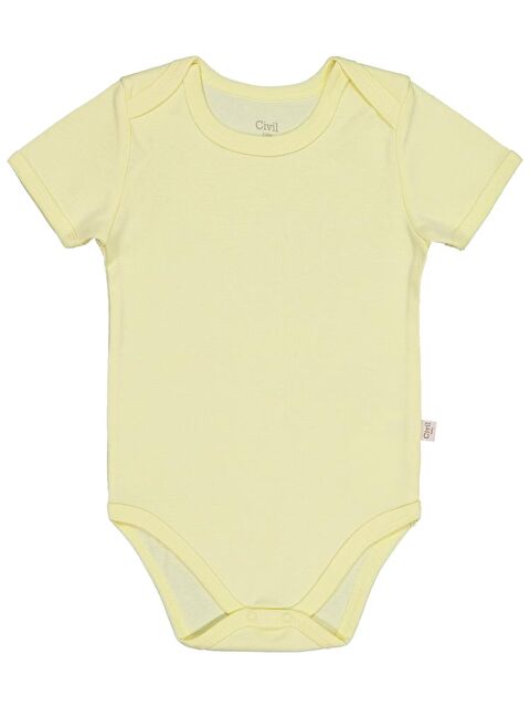 Civil Baby Düz Renkli Kısa Kol 3-9 Ay Çıtçıtlı Badi - Sarı 3-6 Ay - S000483352-20072