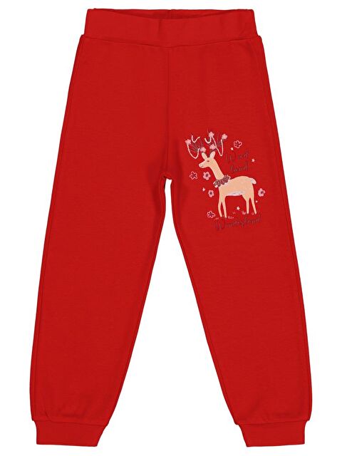 Civil Girls Geyik Baskılı 2-5 Yaş Eşofman Altı - Kırmızı 3-4 Yaş - S000449851-20045