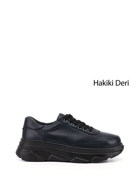 GÖNDERİ(R) Kadın AÇIK LACİVERT Bağcıklı Dolgu Taban Hakiki Deri Sneaker - S000493423-19459