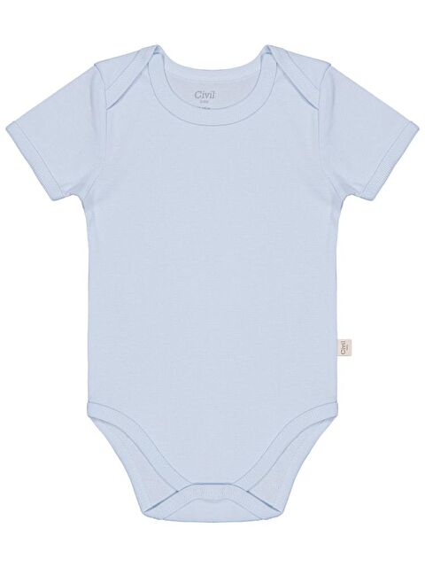 Civil Baby Düz Renkli Kısa Kol 3-9 Ay Çıtçıtlı Badi - Mavi 6-9 Ay - S000483352-17234