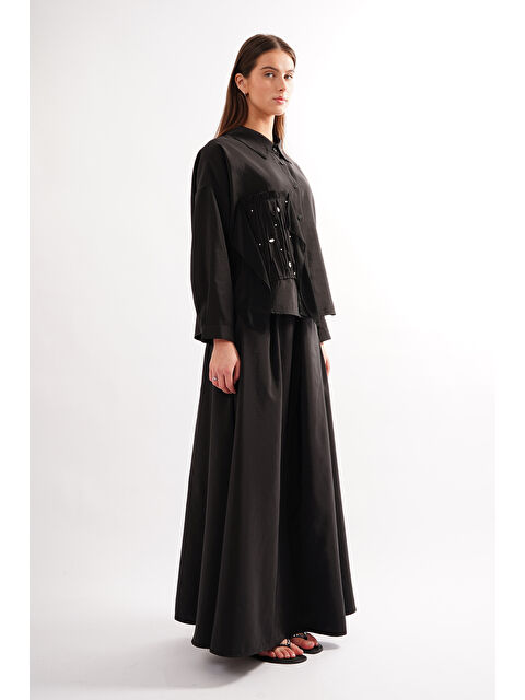 Remsa Şifon Detay Kraş ve Taş Süslemeli Dubai Takım 913 Siyah