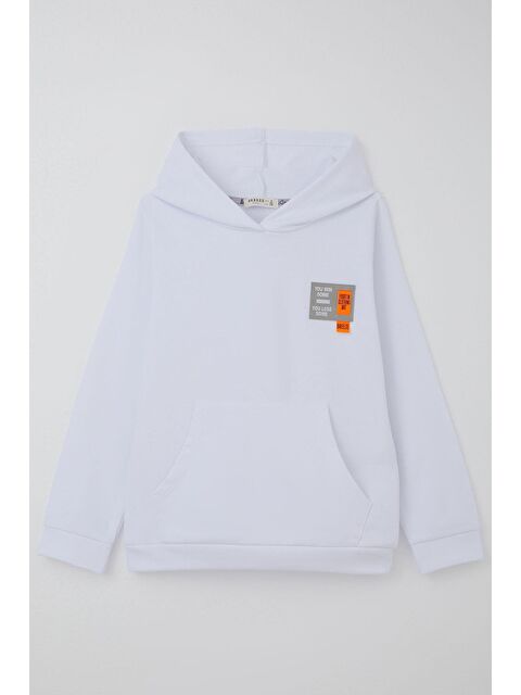 Breeze Kız Çocuk Sweatshirt Kapüşonlu Arma Detaylı Beyaz (4-8 Yaş) - S000491418-20063