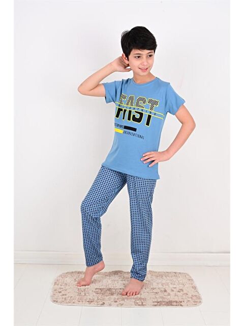 Vitmo Erkek Çocuk Kısa Kollu Pijama Takımı Fast Model Mavi - S000388420-17234