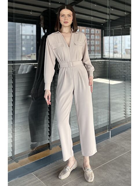 Gülseli V Yaka Kemerli Tulum