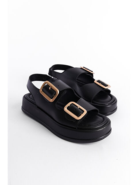 Capone Outfitters Denice Dolgu Topuklu Çift Bantlı Tokalı Kadın Sandalet - S000330118-14430