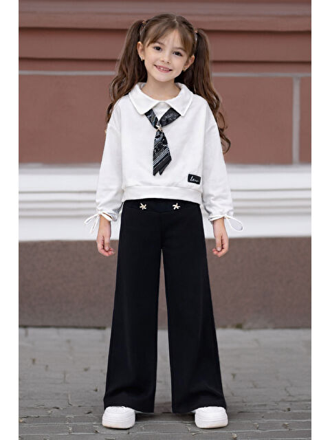 Modanino Kız Çocuk Saten Fular Detaylı Alt-Üst Takım 4-14 Yaş 12518HC - S000514185-19351