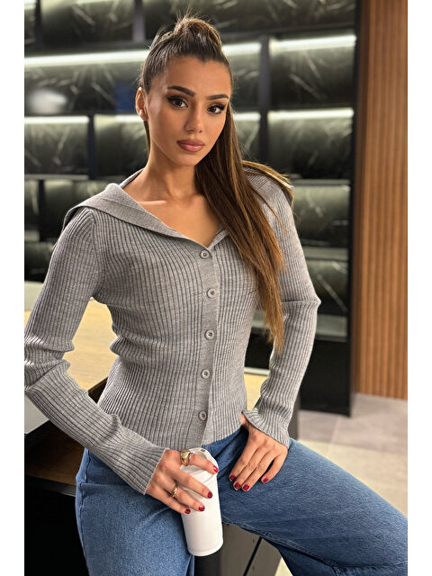 Gülseli Kadın Devrik Yaka Triko Hırka - S000300415-20600