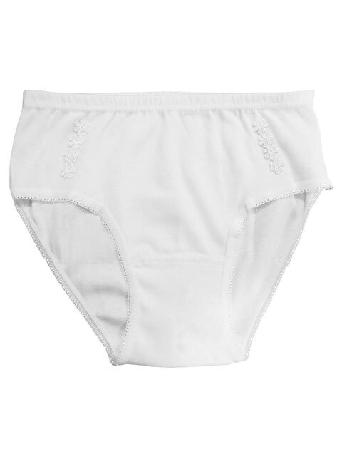 Kompedan Kız Çocuk %100 Pamuklu Ribana Papatya Detaylı Külot | Beyaz K0825 - S000232468-20063