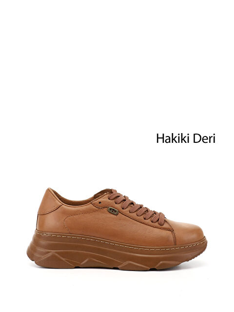 GÖNDERİ(R) Kadın KAHVERENGİ-TABA Bağcıklı Dolgu Taban Hakiki Deri Sneaker - S000493302-37323
