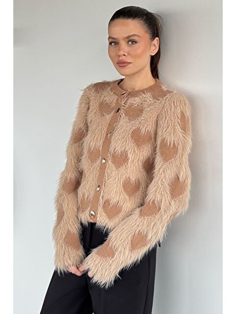 Gülseli Kadın Ön Düğmeli Sakallı Triko Ceket (s-m-l Uyumludur) - S000445210-19928