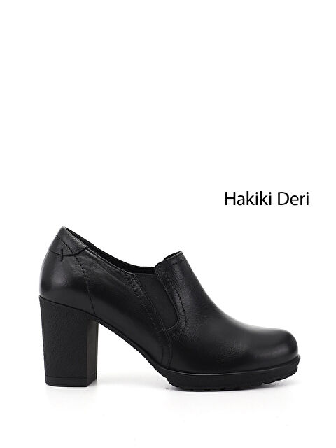 GÖNDERİ(R) Kadın SİYAH Kalın Topuklu Hakiki Deri Ayakkabı - S000493425-19351
