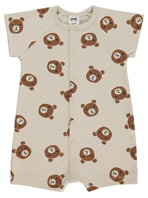 Civil Baby Ayıcık Baskılı 6-18 Ay Tulum - Bej 9-12 Ay - S000526777-25636