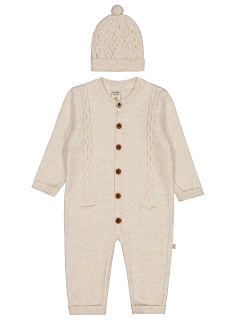 Civil Beybek Düğmeli 3-12 Ay Tulum - Ekru 3-6 Ay - S000509125-19965