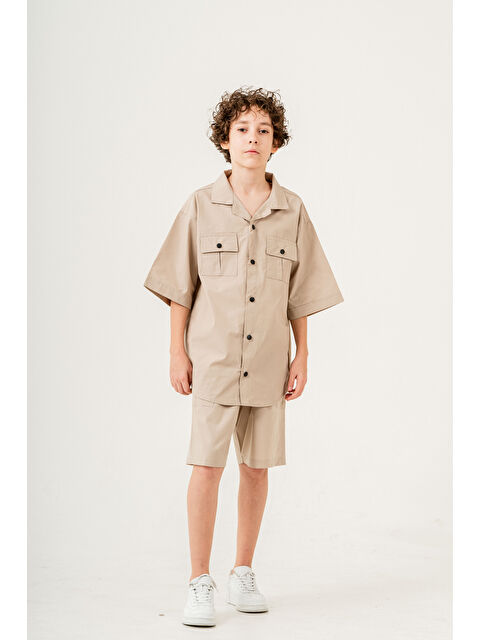 pi pengai Erkek Çocuk 2'li Takım (Gömlek+Bermuda Pantolon) P1032 - S000347176-19966
