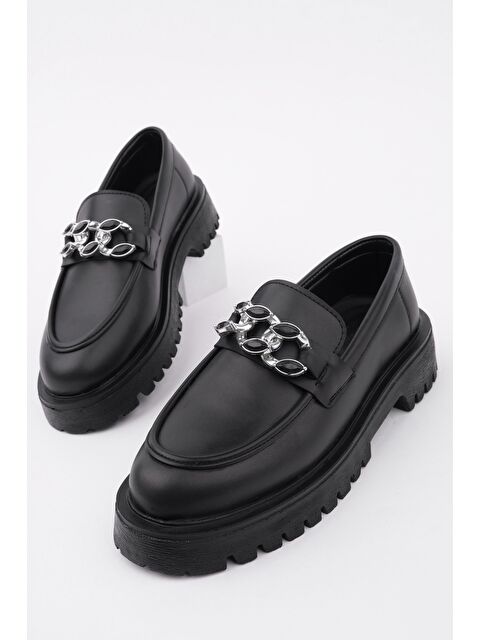 Muggo CRASHER Kalın Taban Tokalı Günlük Casual Makosen Kadın Loafer Ayakkabı - S000360506-19351