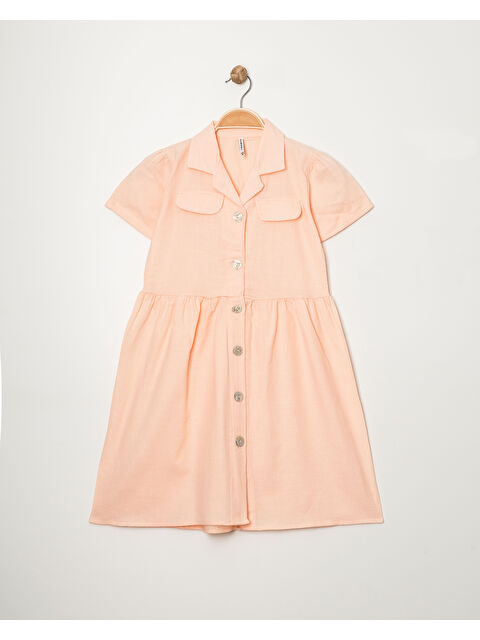 pi pengai Kız Çocuk Jüt Pamuklu Kısa Kollu Elbise P1009 - S000347177-24085