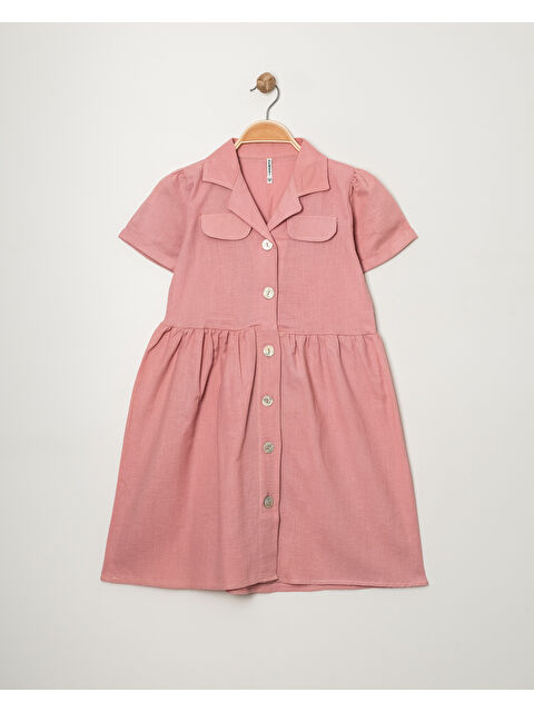 pi pengai Kız Çocuk Jüt Pamuklu Kısa Kollu Elbise P1009 - S000347177-20028