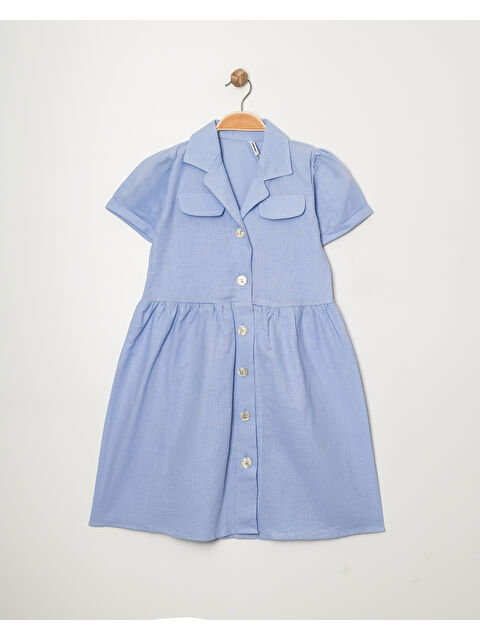 pi pengai Kız Çocuk Jüt Pamuklu Kısa Kollu Elbise P1009 - S000347177-17437