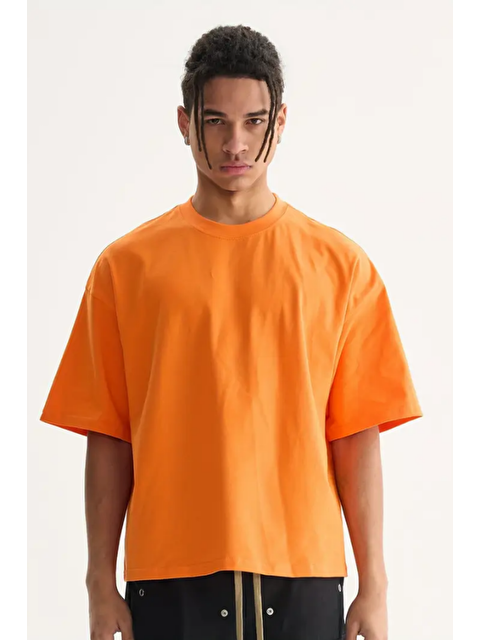 Tarz Cool Erkek Oversize Bisiklet Yaka %100 Pamuk Tişört - S000343497-20013