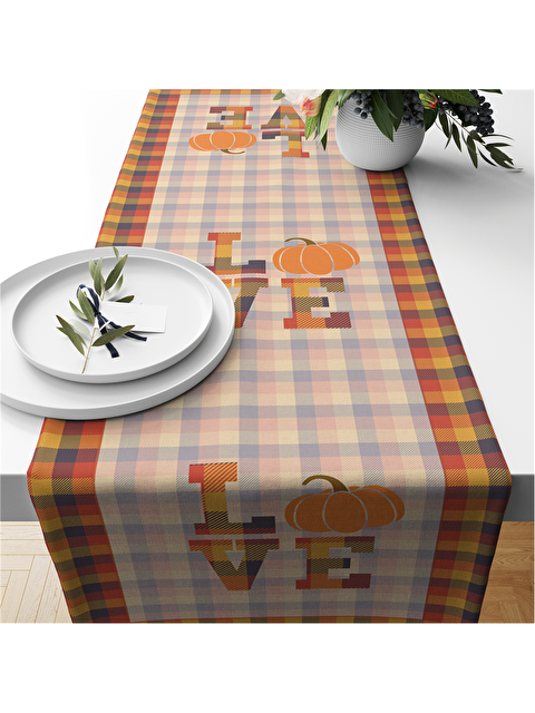 Evmila Sonbahar Temalı Kadife 40x140 Runner - S000285922-23173