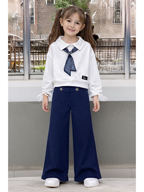 Modanino Kız Çocuk Saten Fular Detaylı Alt-Üst Takım 4-14 Yaş 12518HC - S000514185-23093