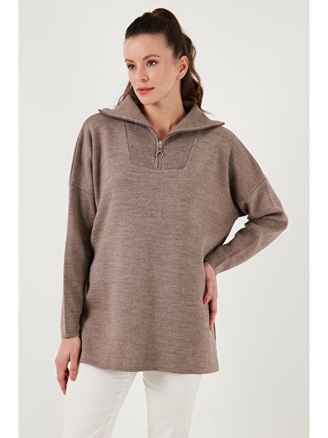 Lela Yarım Fermuarlı Oversize Triko Kadın Kazak 4616079Y - S000243010-26429