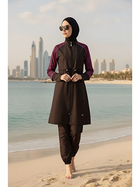 SEBOTEKS Hızlı Kuruyan Paraşüt Kumaş 5 Parça Tam Kapalı Tesettür Mayo 22165 - S000531462-37429